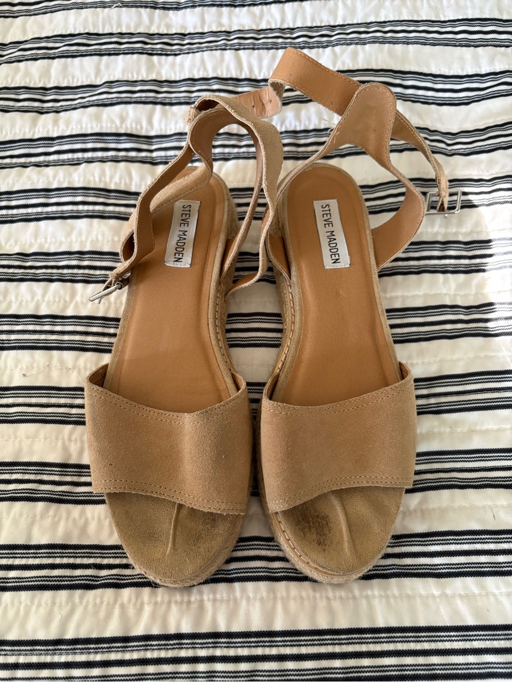 Steve Madden Tan Suede Espadrille Wedge Sandals